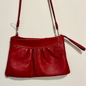 Lady Ambassador Red Leather Shoulder Crossbody Bag